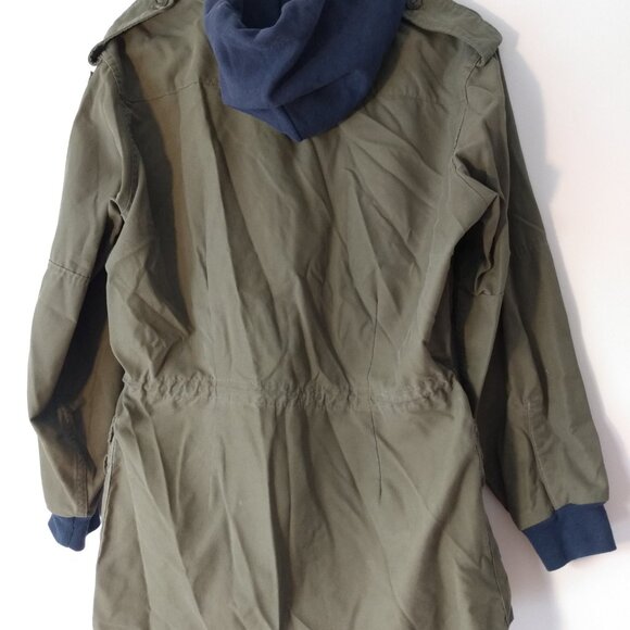 Vintage Army Shirt Jacket Hoodie Shacket OOAK Olive Green Blue Size Small - Picture 7 of 10
